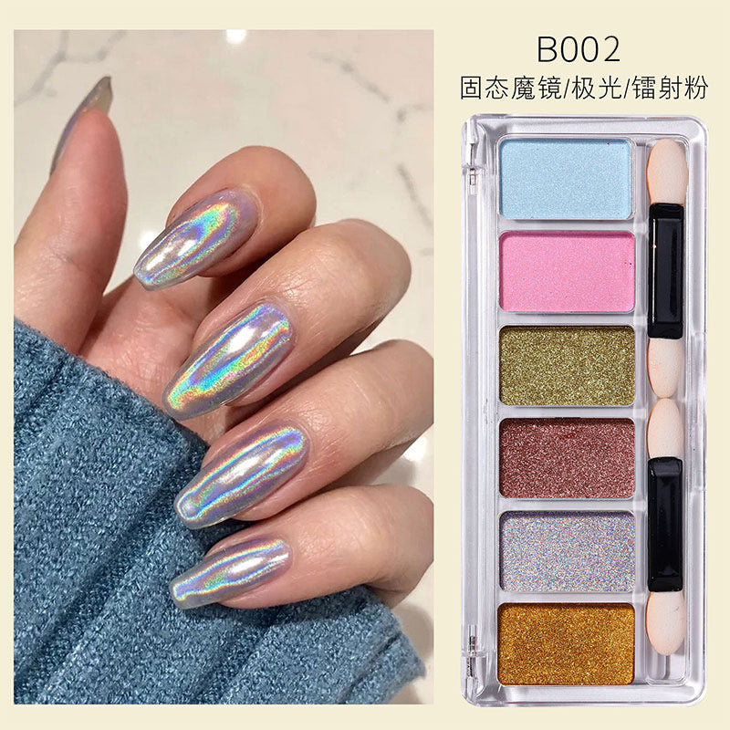 6 color Glitter nail powder palette