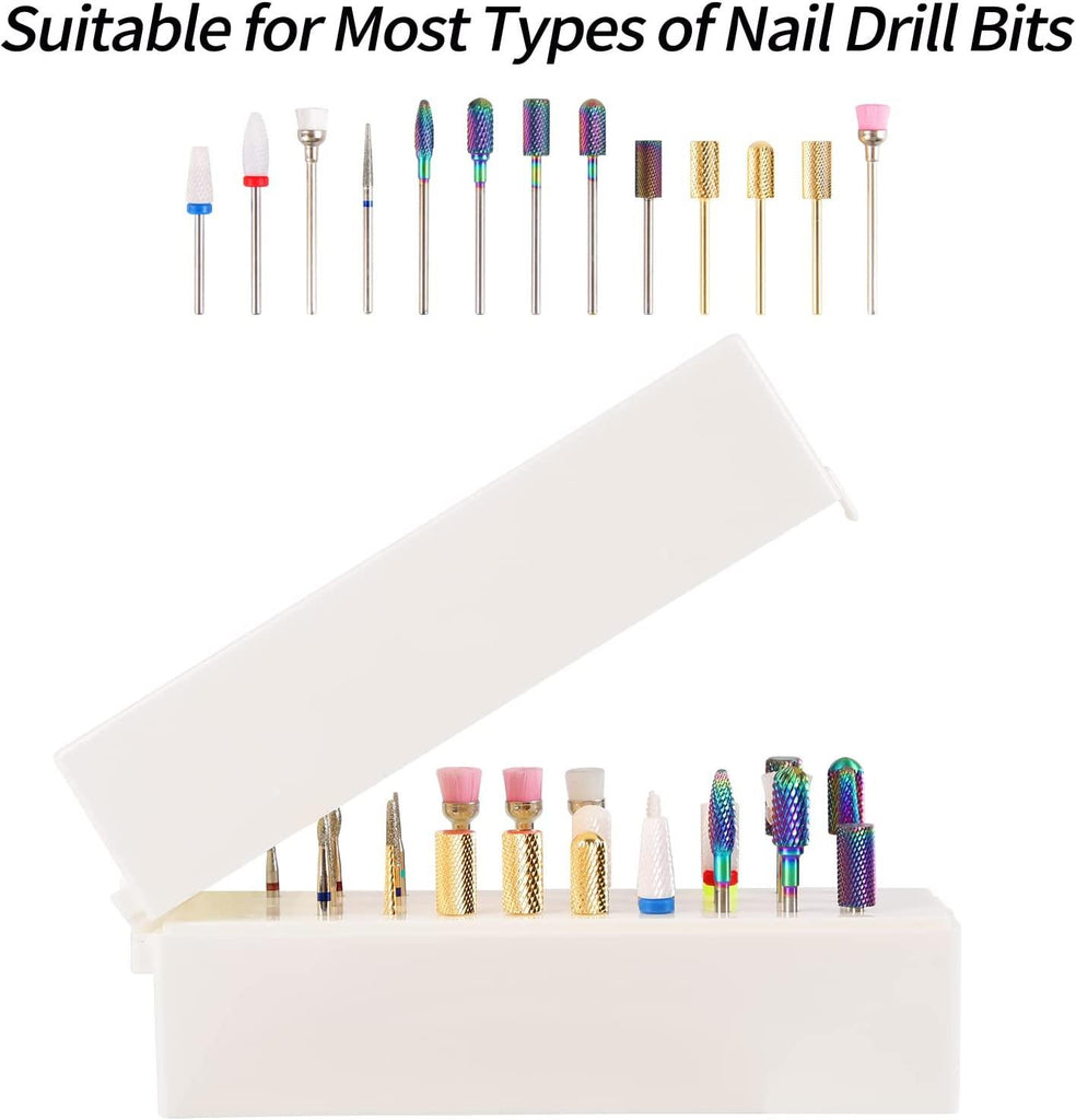 Nail Drill Bits Holder, 30 Holes Dustproof Efile Bit Organizer Case Container