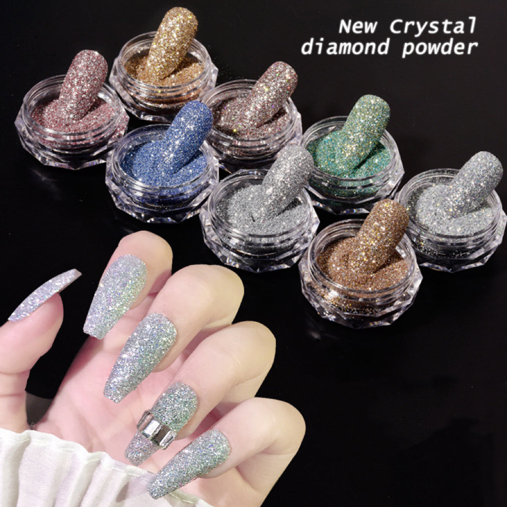 Nail Crystals Rhinestones Powder Rainbow Color Glitter Shiny Pigment  Iridescent Glass Micro Drill Nail Art DIY Decoration Tips