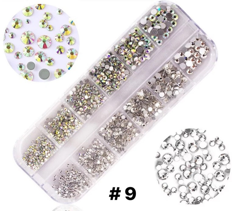 1440 PCS  Variety Rhinestones Jewelry Flat Back AB Diamonds 3D Nail Art