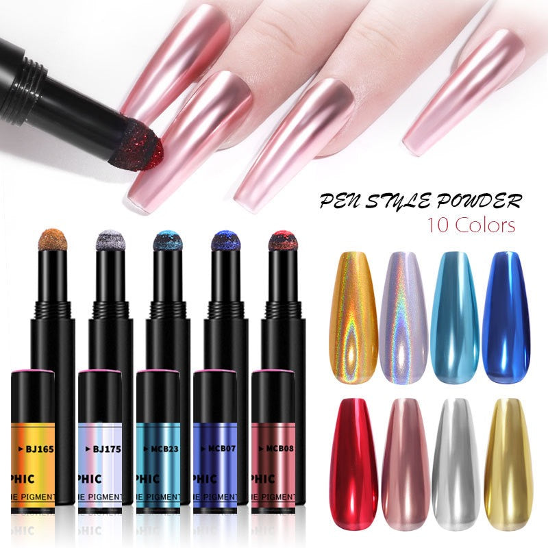 (Buy 3 get 1 free) Nail Chrome Powder Pen Pen laser gold and silver colored phantom