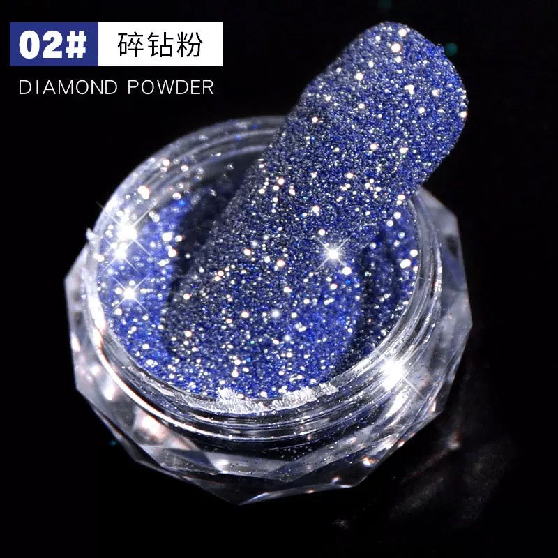 Sparkling Diamond Nail Powder Laser Reflective Nail Glitter Dust Fine Shiny Pigment Holographic Nail Art Decorations