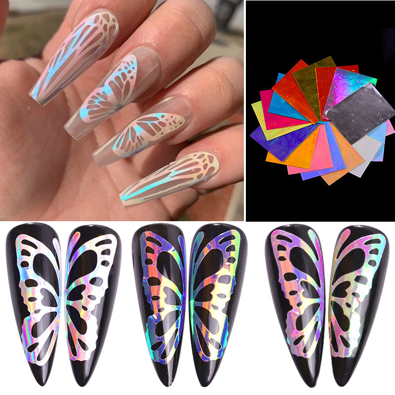 16 Pcs Holographic Flame Reflections Nail Stickers