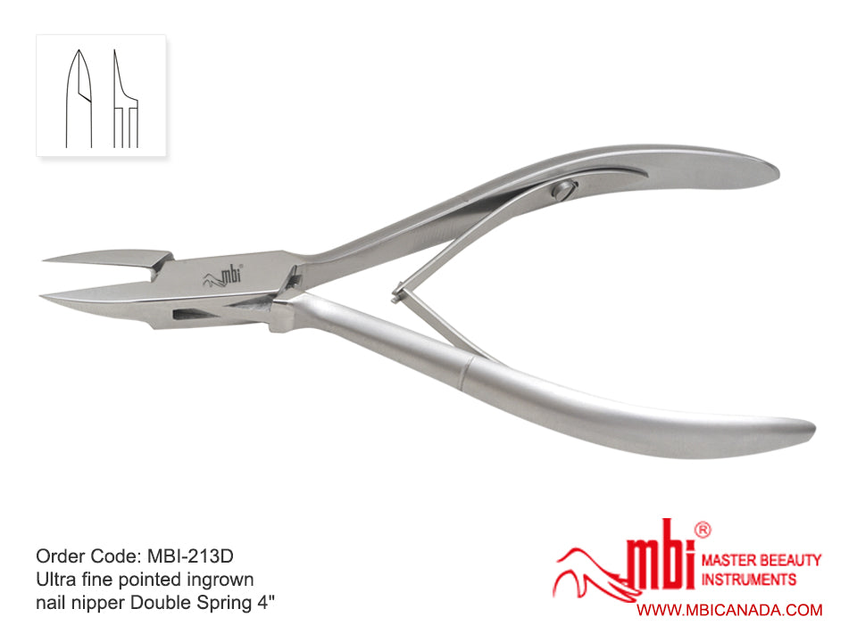 MBI-213D Ultra Fine Pointed Ingrown Nail Nipper Double Spring Size 4″