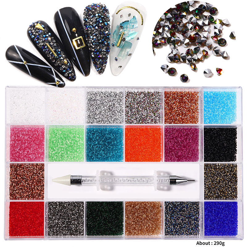 20 Colors 1.2 mm Mini Crystals Micro Pixie Nail Rhinestones DIY Crystal Gems Stones Glass