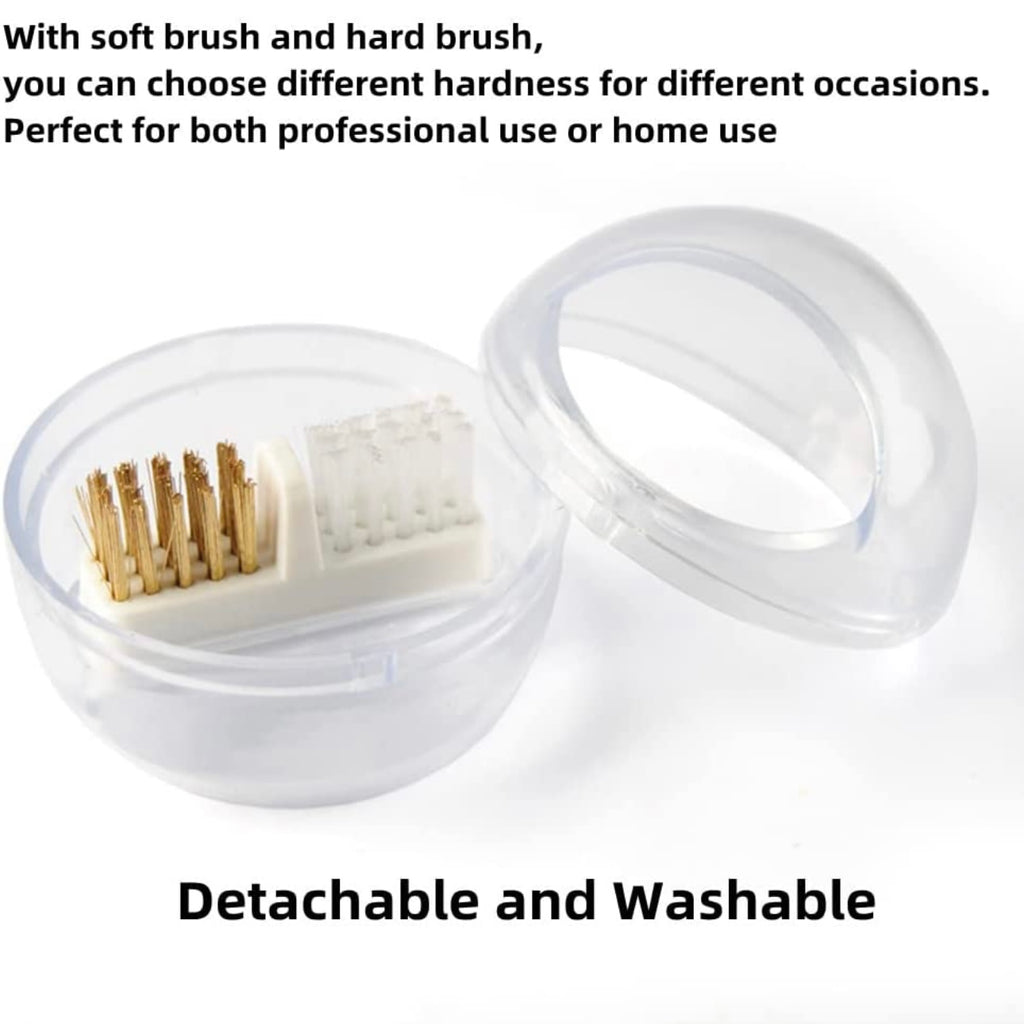 Nail Drill Bit Dust Cleaning Case with Copper Wire Brush and Nylon Brush for Cleaning Carbide