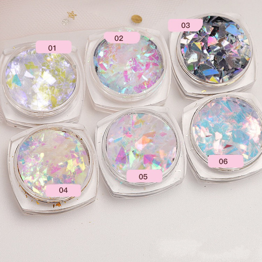 Nail Colorful Fluorescent Glass Paper Iridescent Flakes Sticker