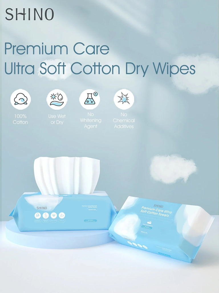 SHINO 100% Organic Premium Care Ultra Soft Cotton Towelettes 80pieces/pack
